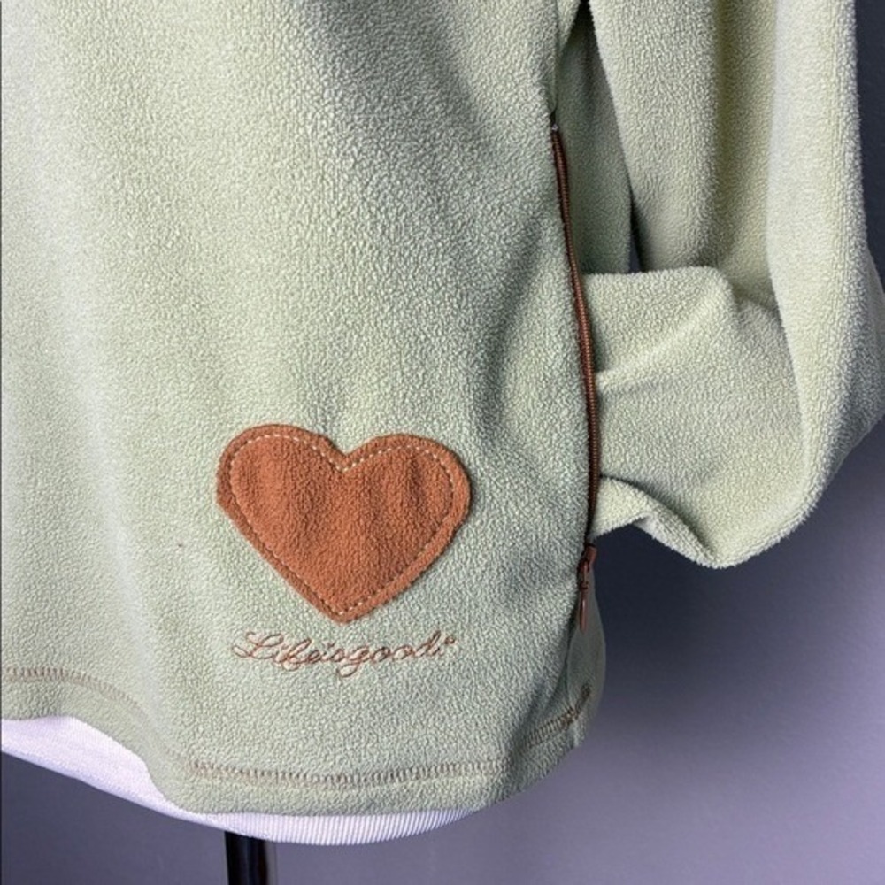 LIFE IS GOOD Women Small Sage Green Quarter Zip Pullover‎ Cozy Fleece Sweatshirt - Picture 3 of 10